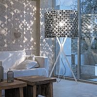 Floor-standing lamp BUBBLE ROUNDstainless steellacquered steelpolished stainless steel