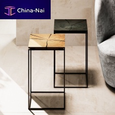 Contemporary stool H205 NATUREoaksteel basesled base