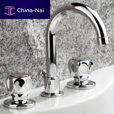 Double-handle washbasin mixer tap 3011Dcountertopchrome-plated brassbathroom