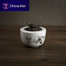 Porcelain sugar bowl BLACK ORCHID stainless steel