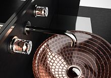 Double-handle washbasin mixer tap LYRIC LUXOR crystal handles ROSE GOLDwall-mountedcrystalbathroom