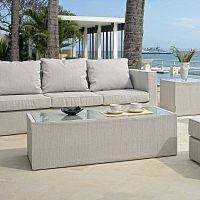 Contemporary coffee table NORTHglassfabric baserectangular