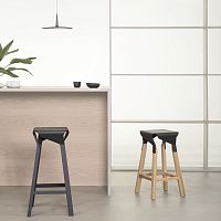 Contemporary bar stool NAOSHIMA 701solid woodbentwoodwooden base