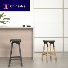 Contemporary bar stool NAOSHIMA 701solid woodbentwoodwooden base
