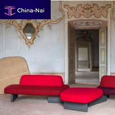 Modular upholstered bench ISCHIAcontemporaryfabricwith backrest