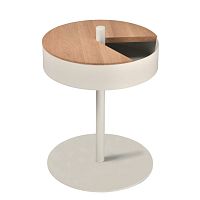 Contemporary side table STAND UPoakstained woodpowder-coated steel base