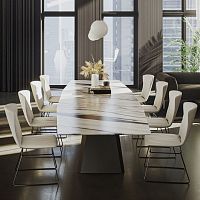 Contemporary dining table FONTANAwoodenmarblenatural stone