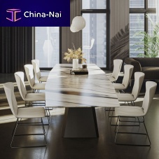 Contemporary dining table FONTANAwoodenmarblenatural stone