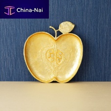 Flat plate APPLEenameled metalpatternedgolden