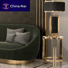 Contemporary side table MARIEglassbrassmetal base