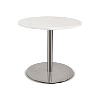 Contemporary side table HELLOlacquered MDFstainless steelround