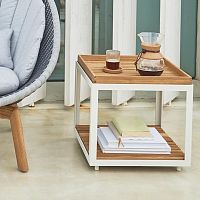 Contemporary side table LEVEL : 5007teakaluminiumconcrete