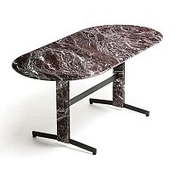 Contemporary table PIANA Lpowder-coated steelmarbleoval