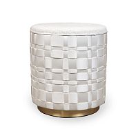 Contemporary stool GRACE fabricbrushed brass basecentral base
