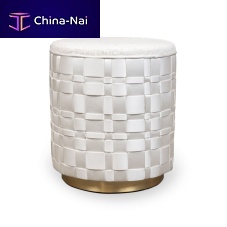 Contemporary stool GRACE fabricbrushed brass basecentral base