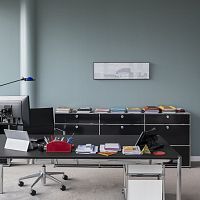 Contemporary table USM Hallerlinoleummetal baserectangular