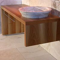 Free-standing washbasin cabinet CASTELLINAsolid woodtravertinecontemporary