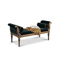 Classic upholstered bench D325-Bfabricwooden basewith armrests