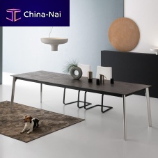Contemporary table INFINITYwood veneersteelaluminum