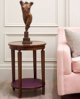 Traditional side table FLARE walnutleatherwalnut base