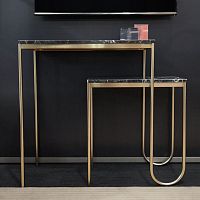 Contemporary sideboard table NESTEDbrushed brassmarblebrushed brass base