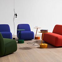 Contemporary side table ADD CABLEcorksteelsteel base