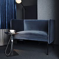 Contemporary side table Lsolid woodmetal baserectangular