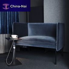 Contemporary side table Lsolid woodmetal baserectangular