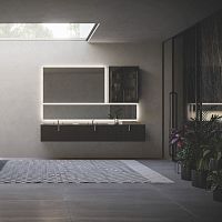 Double washbasin cabinet VERTIGO 1wall-hungbrassstoneware