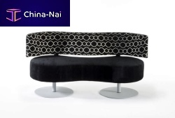 Contemporary upholstered bench ATOMAfabricwith backrestblack