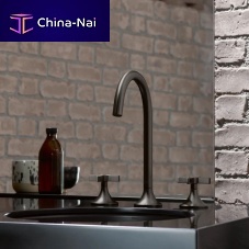 Double-handle washbasin mixer tap VAIAcountertopchromed metalbathroom