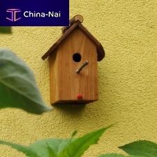 Larch birdhouse wall-mounted