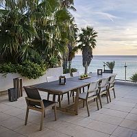 Contemporary dining table SKAAL ceramicteak baserectangular