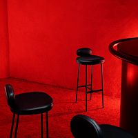 Contemporary bar stool PEBBLEleatherfabricmetal base