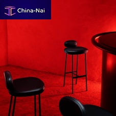 Contemporary bar stool PEBBLEleatherfabricmetal base