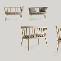Contemporary upholstered bench UDIN fabricsolid woodwith backrest