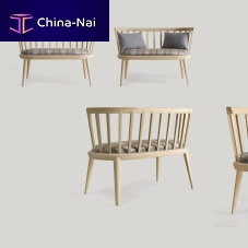 Contemporary upholstered bench UDIN fabricsolid woodwith backrest