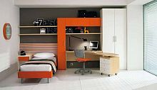Contemporary desk 165 Cwoodenwith shelfpanel end