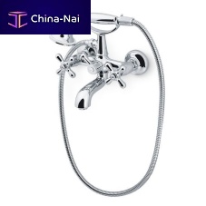 Double-handle bathtub mixer tap 173758wall-mountedchrome-plated brassbathroom