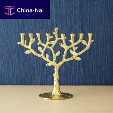 Gold-plated brass candle holder TREE OF LIFE