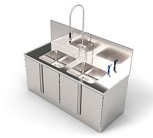 Cleaning station for the medical sector stainless steel