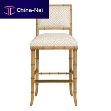Traditional bar chair Darienindoorfabricbamboo base