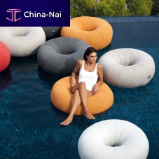 Contemporary pouf DON OUTfabricroundhandmade