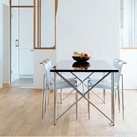 Contemporary dining table Double Xlacquered MDFcrystalchrome steel base