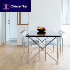 Contemporary dining table Double Xlacquered MDFcrystalchrome steel base