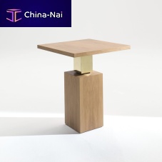 Contemporary side table T-994walnutstainless steelpolished brass