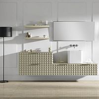 Wall-hung washbasin cabinet ZETAwoodencontemporarywith shelf