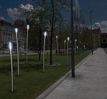 Contemporary light column ASTREstainless steelLEDfor public spaces