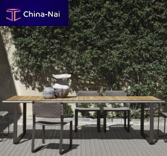 Contemporary dining table GOLDEN GATEteaklava stonemetal base