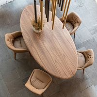 Contemporary dining table PEGASO SAGOMATO walnutoakpainted metal base